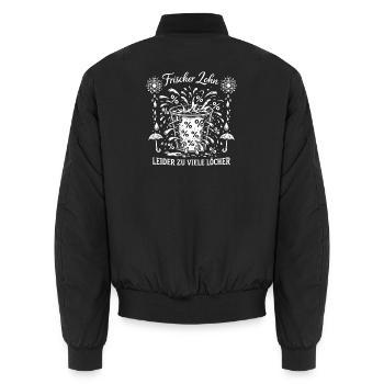 Frischer Lohn Zu Viele Löcher - Unisex Bomberjacke - Schwarz - Hinten - AI Model Male 185 light (185cm)