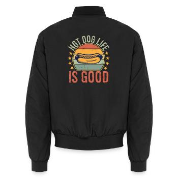 La vie des hot-dogs est bonne - Bomber unisexe - noir - Dos - AI Model Male 185 light (185cm)