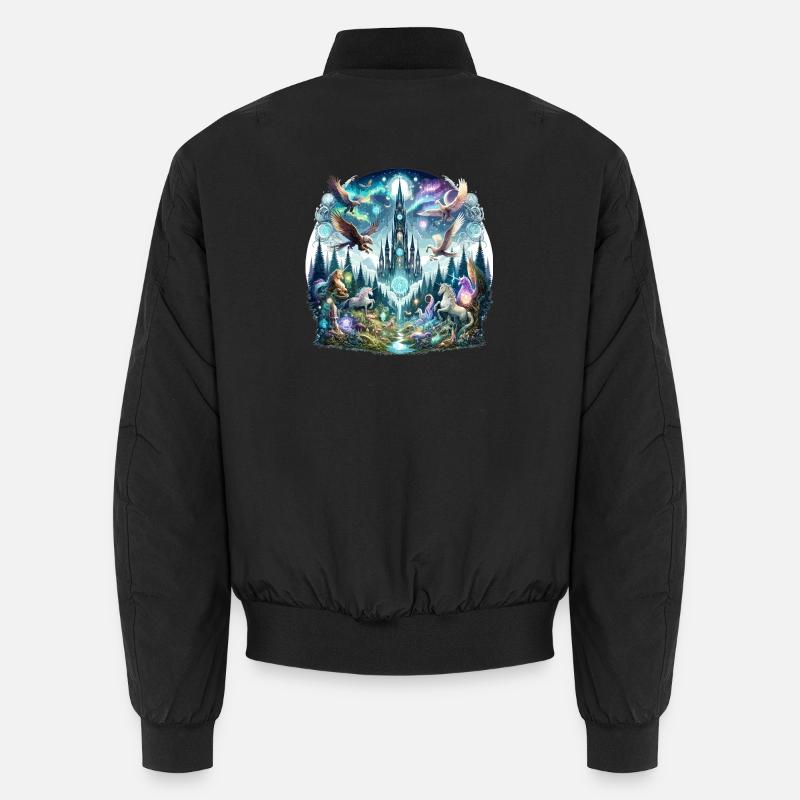 Enchanted Tower Forest Dream - Unisex Bomber Jacket - black