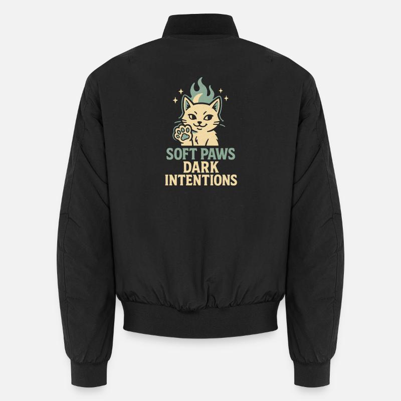Gentle Paws, Dark Intentions | Cat Unisex Bomber Jacket