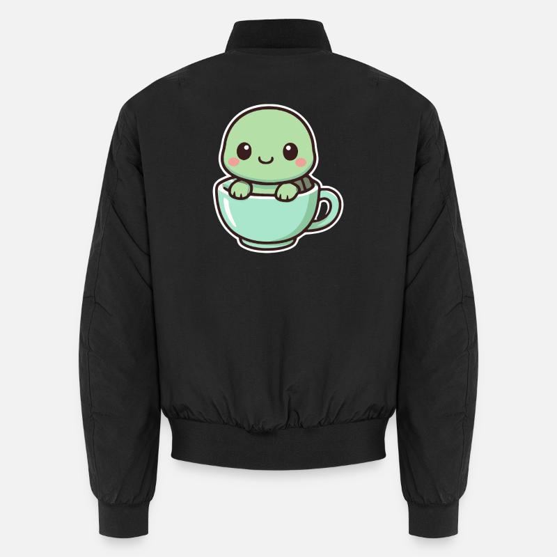 Cute Turtle - Kawaii Style - Unisex Bomber Jacket - black