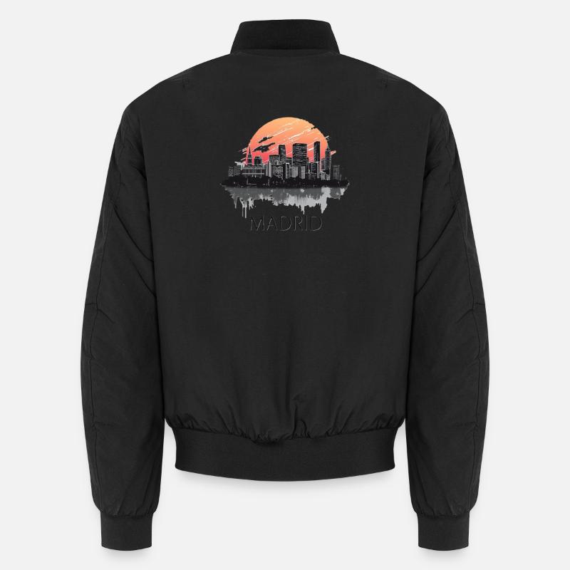 Conception de souvenirs de la skyline de Madrid en Espagne Sunset City Bomber unisexe