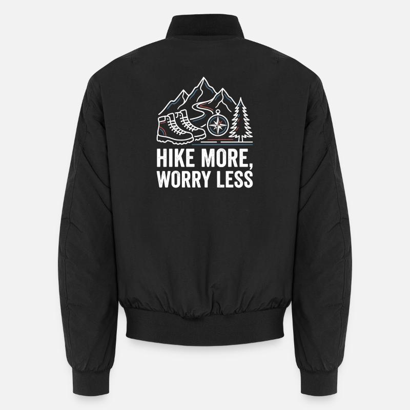 Hike More Worry Less - Unisex Bomberjacke - Schwarz