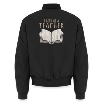 Je suis devenu professeur pour le logo de blague sur l’argent et la célébrité - Bomber unisexe - noir - Dos - AI Model Male 185 light (185cm)