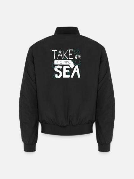Take Me to the Sea – Doodle Meer Spruch - Unisex Bomberjacke - Schwarz