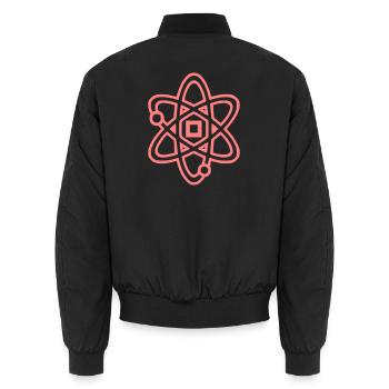 Noyau de physique du symbole atomique - Bomber unisexe - noir - Dos - AI Model Male 185 light (185cm)