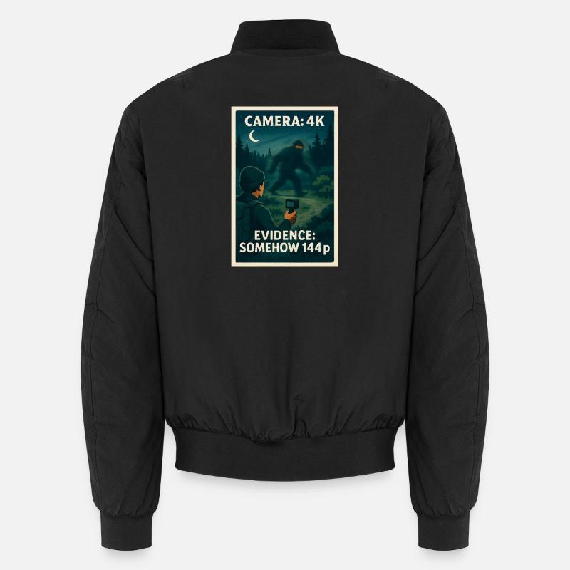 Caméra 4K, preuve 144p | Mème Bigfoot - Bomber unisexe - noir