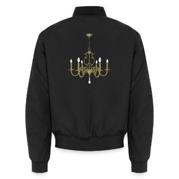 Gold Chandelier Pendant Light - Unisex Bomber Jacket - black - Back - AI Model Male 185 light (185cm)