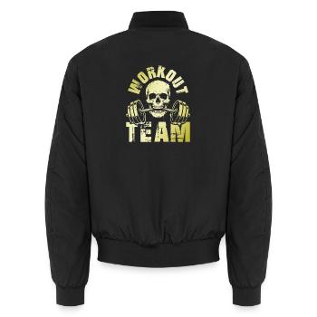 Workout Team Totenkopf Hantel Gold - Unisex Bomberjacke - Schwarz - Hinten - AI Model Male 185 light (185cm)