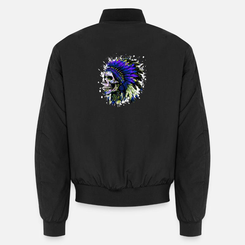 Indian Chief Skull - Unisex Bomber Jacket - black