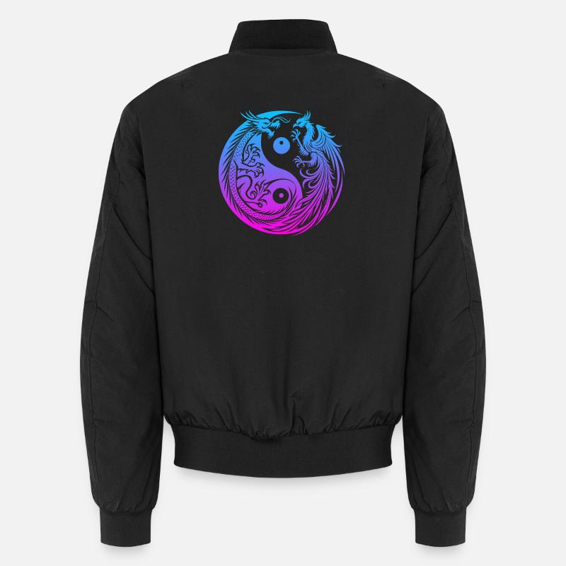 Yin Yang Drache und Phönix Neon - Unisex Bomberjacke - Schwarz
