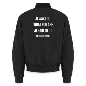 Dare to Do Emerson Quote Tee - Unisex Bomber Jacket - black - Back - AI Model Male 185 light (185cm)