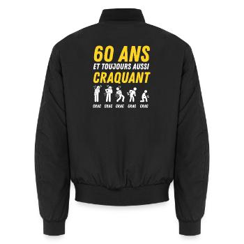 60 ans humour anniversaire vintage - Bomber unisexe - noir - Dos - AI Model Male 185 light (185cm)