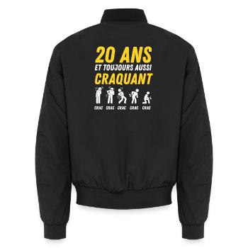 20 ans humour anniversaire vintage - Bomber unisexe - noir - Dos - AI Model Male 185 light (185cm)