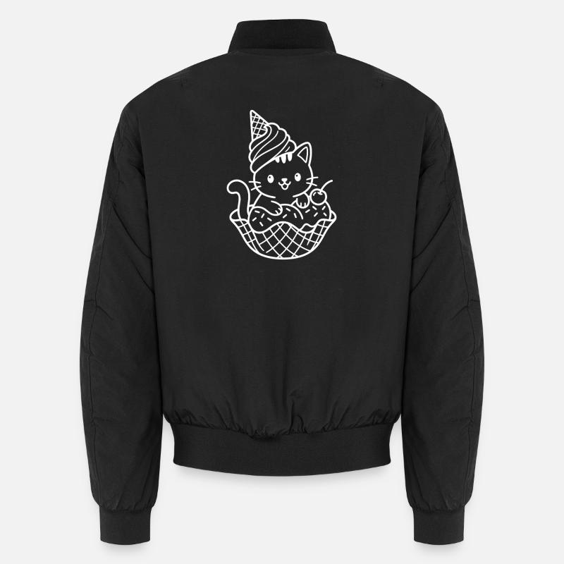 Kawaii Katze Eiscreme - Unisex Bomberjacke - Schwarz