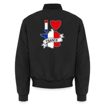 Frankreich - Flagge - Karte - Unisex Bomberjacke - Schwarz - Hinten - AI Model Male 185 light (185cm)
