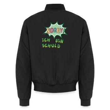 Sorry I'm to blame - Unisex Bomber Jacket - black - Back - AI Model Male 185 light (185cm)