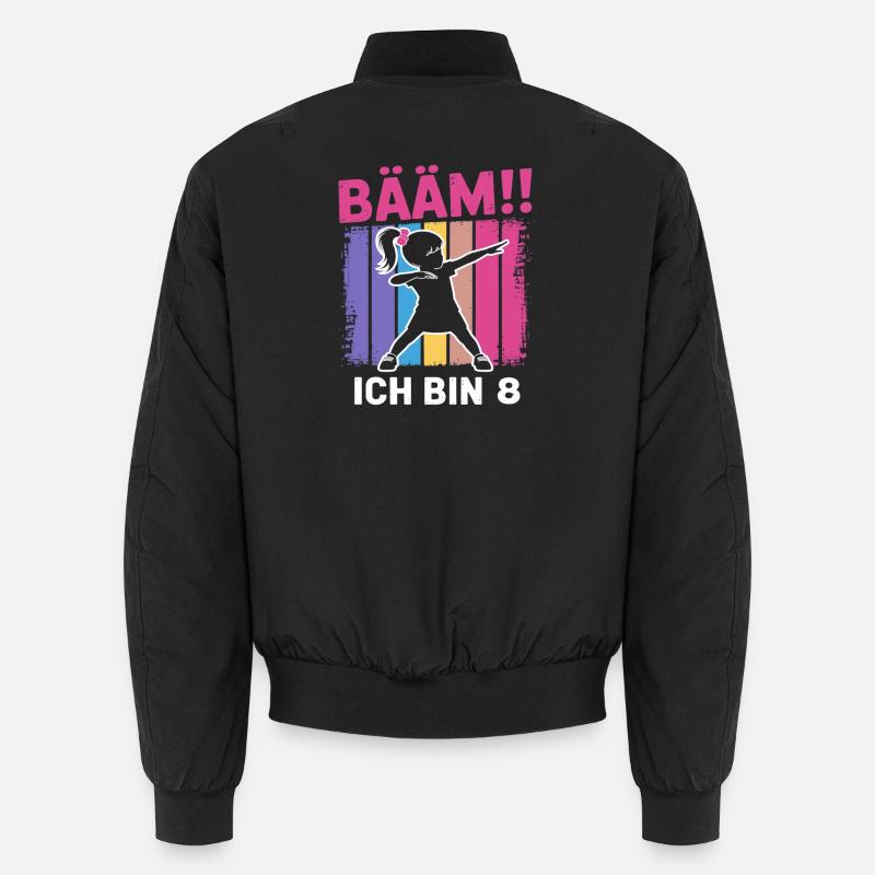 Bääm Ich bin 8 Dabbing Mädchen 8. Geburtstag Unisex Bomberjacke