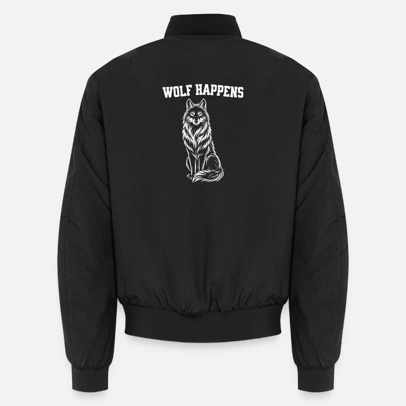 Wolf Silhouette - Wolf happens Spruch Unisex Bomberjacke