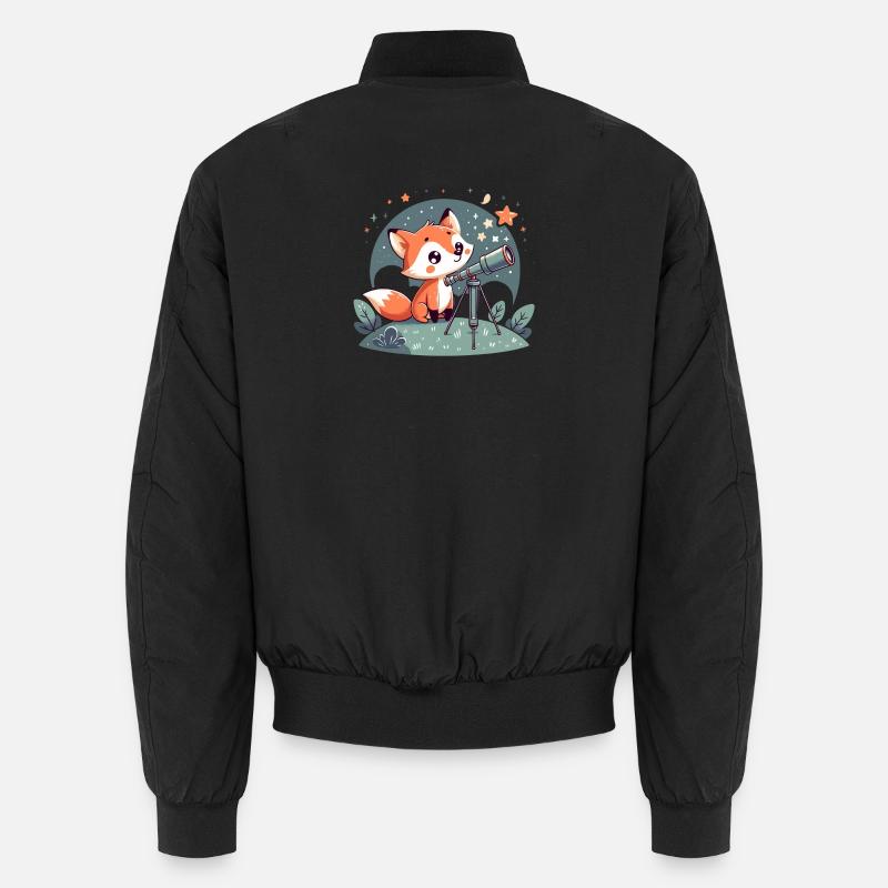 Fox at the telescope under stars Unisex Bomber Jacket