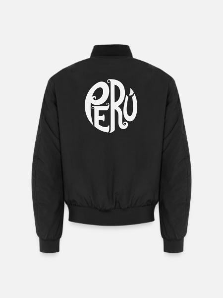 Peru - Ornate Typography - Unisex Bomber Jacket - black
