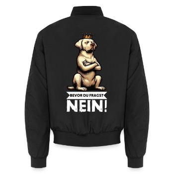 Before you ask: No Labrador Labrador owner - Unisex Bomber Jacket - black - Back - AI Model Male 185 light (185cm)