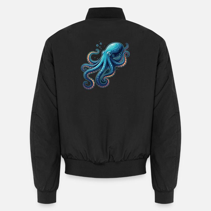 Mer d’illustration de pieuvre mignonne Bomber unisexe