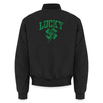 Lucky Shamrock Arch - Unisex Bomberjacke - Schwarz - Hinten - AI Model Male 185 light (185cm)