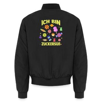 Süschigkeiten Naschkatze Süßes Mädchen - Unisex Bomberjacke - Schwarz - Hinten - AI Model Male 185 light (185cm)