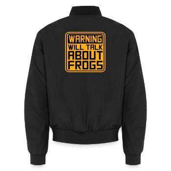 Warning Will Talk About Frogs Frog Funny Animal - Unisex Bomber Jacket - black - Back - AI Model Male 185 light (185cm)