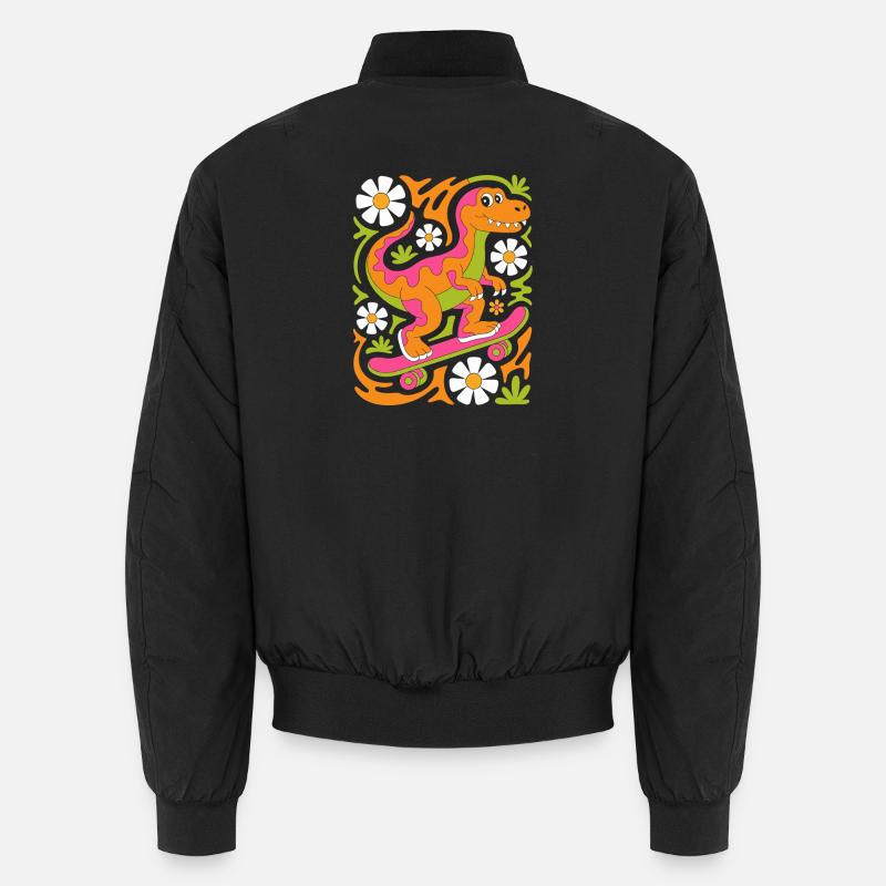 Dino Skateboard Floral Splendour - Unisex Bomber Jacket - black