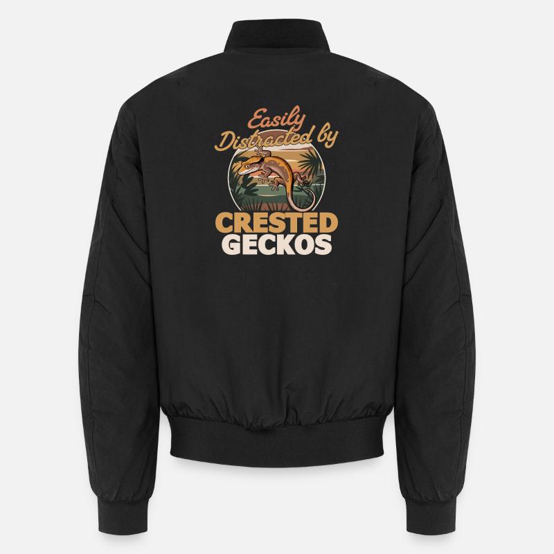 Funny Reptile Crested Gecko - Unisex Bomberjacke - Schwarz