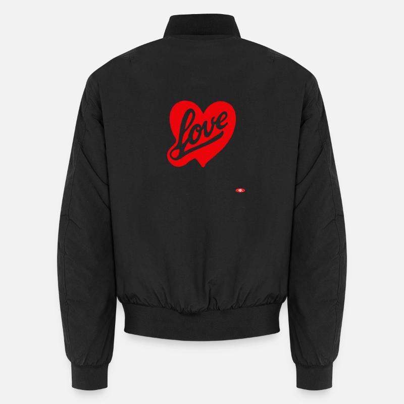Rotes Liebesherz Script-Design Unisex Bomberjacke
