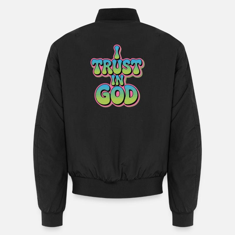 I Trust In God - Glaube Design - Unisex Bomberjacke - Schwarz