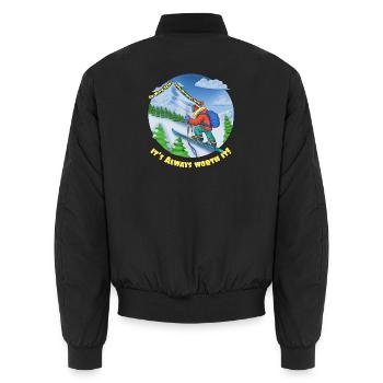 Bergski Abenteuer, Skibergsteigen - Unisex Bomberjacke - Schwarz - Hinten - AI Model Male 185 light (185cm)