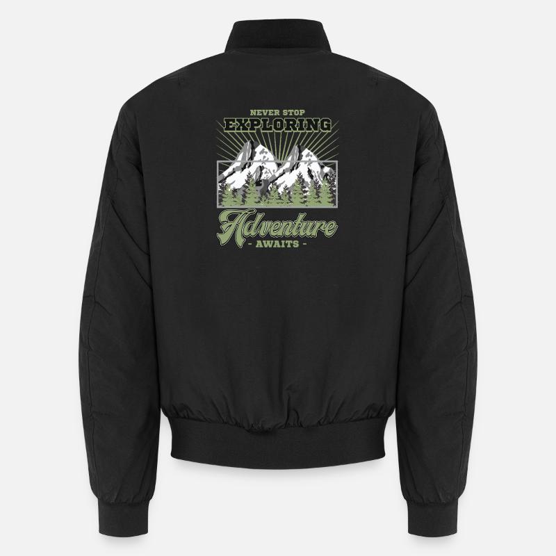 Never Stop Exploring Adventure Awaits Mountain Art Unisex Bomberjacke