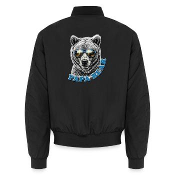 Papa Bear – Retro Vatertag Geschenkidee - Unisex Bomberjacke - Schwarz - Hinten - AI Model Male 185 light (185cm)