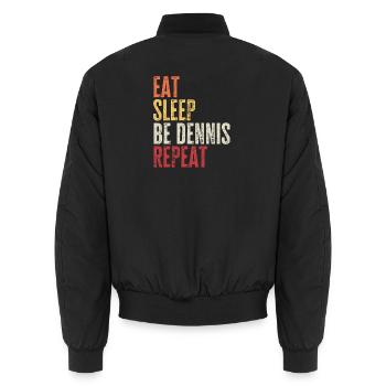 Mange, dors Be Dennis, répète le nom rétro - Bomber unisexe - noir - Dos - AI Model Male 185 light (185cm)