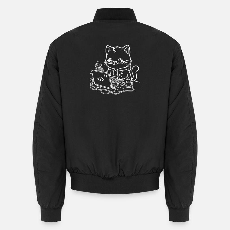 Coder Kawaii Katze Programmierer - Unisex Bomberjacke - Schwarz