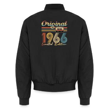 60e anniversaire, 60 ans, Original 1966 - Bomber unisexe - noir - Dos - AI Model Male 185 light (185cm)