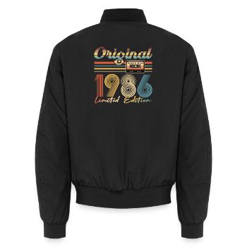 40. Geburtstag, 40 Jahre, Original 1986 - Unisex Bomberjacke - Schwarz - Hinten - AI Model Male 185 light (185cm)