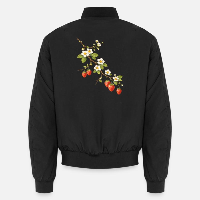 Illustration de branche de fraise avec fleurs Bomber unisexe