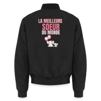 Die beste Schwester in der rosa Welt - Unisex Bomberjacke - Schwarz - Hinten - AI Model Male 185 light (185cm)