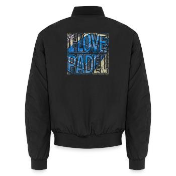 I LOVE PADEL, Padelcourt,  Geschenkidee Shirt - Unisex Bomberjacke - Schwarz - Hinten - AI Model Male 185 light (185cm)