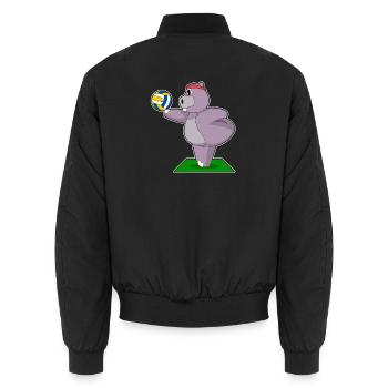 hippopotamus volleyball player volleyball sport - Unisex Bomber Jacket - black - Back - AI Model Male 185 light (185cm)