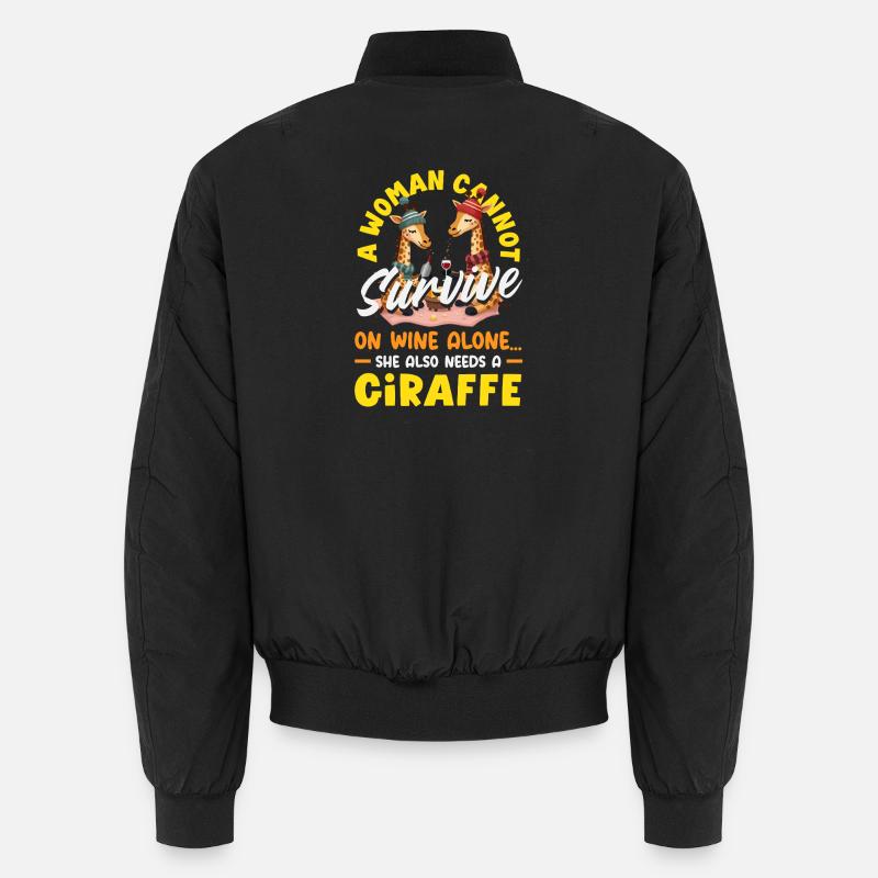 Frau braucht Wein und eine Giraffe Unisex Bomberjacke