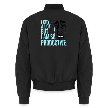 I Cry A Lot But I Am So Productive Lustig Emotion - Unisex Bomberjacke - Schwarz - Hinten - AI Model Male 185 light (185cm)