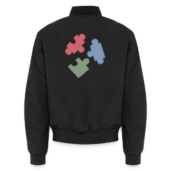 Puzzle Colors Puzzle Group of Three - Unisex Bomber Jacket - black - Back - AI Model Male 185 light (185cm)
