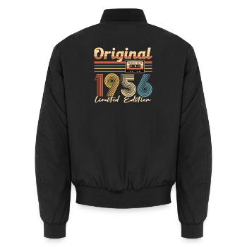 70. Geburtstag, 70 Jahre, Original 1956 - Unisex Bomberjacke - Schwarz - Hinten - AI Model Male 185 light (185cm)