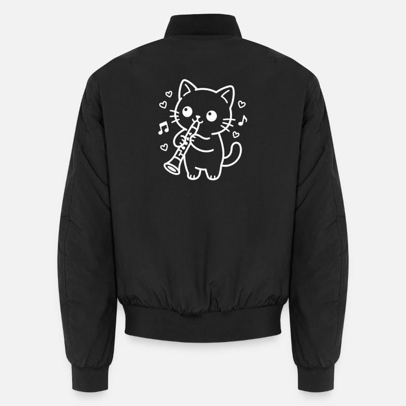 Kawaii Katze Klarinette Unisex Bomberjacke